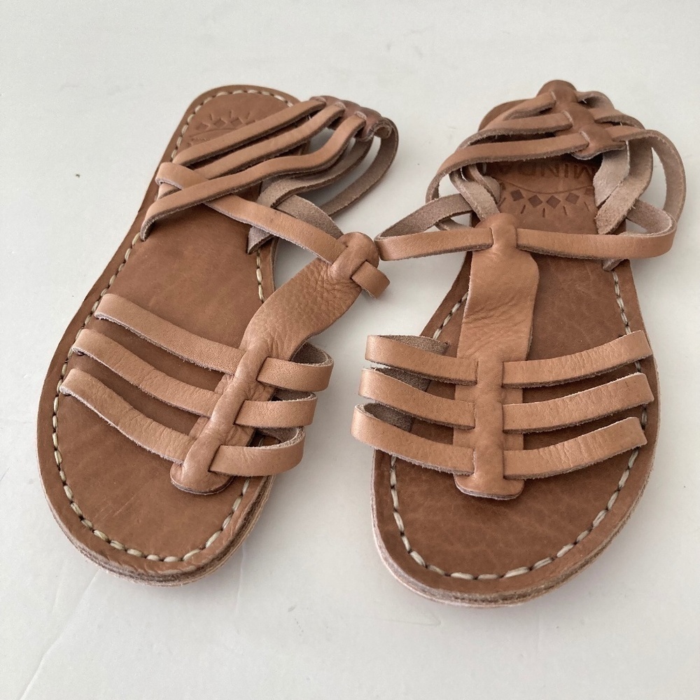 NWOT Free People Minda Helen Brown Leather Woven Sandals Sz 39